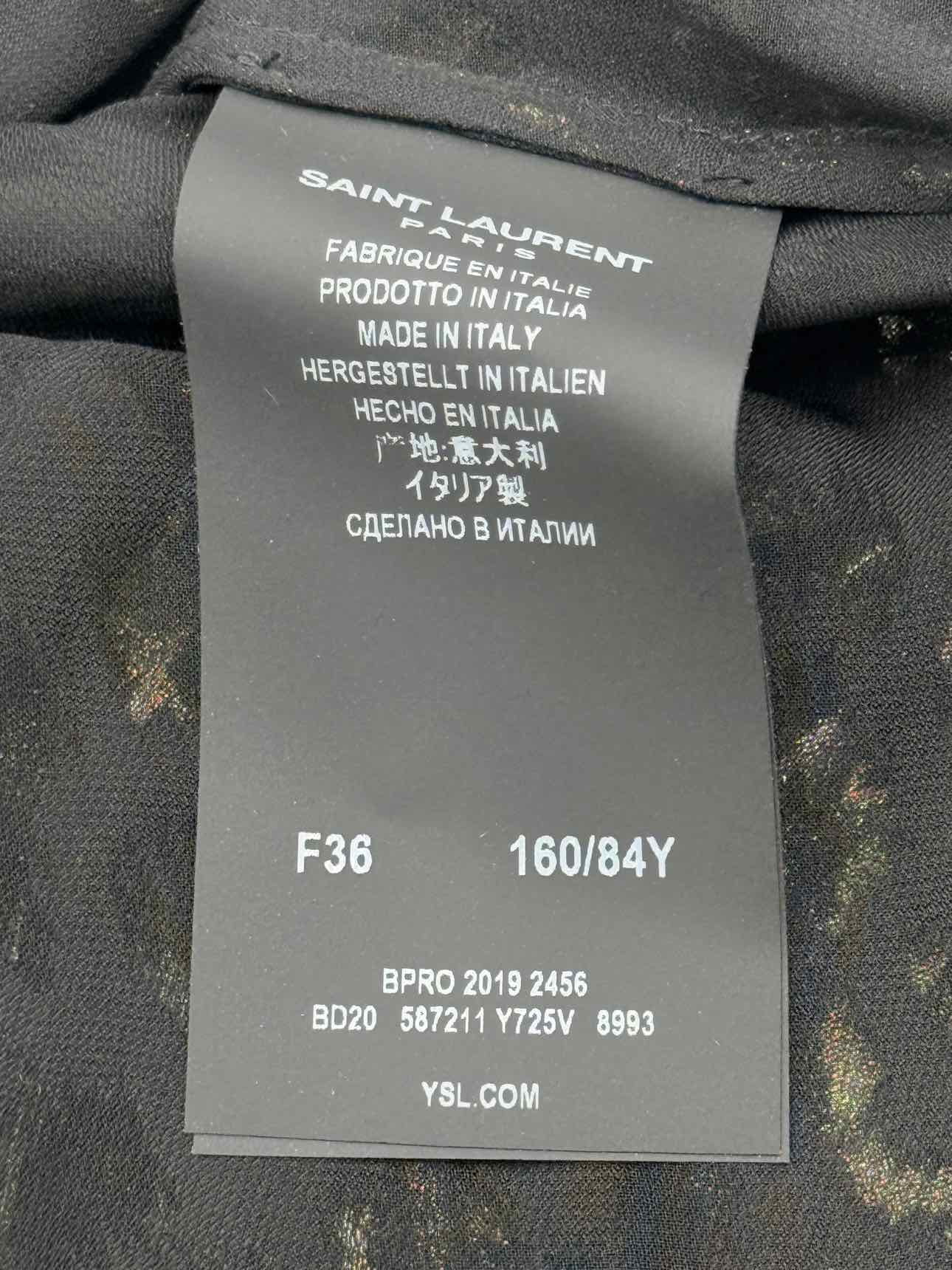 SAINT LAURENT Black & Gold Size US 4 Blouse