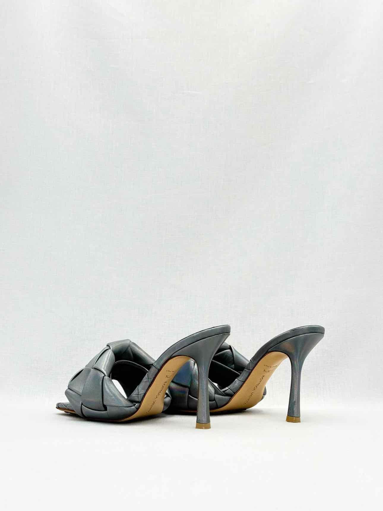 BOTTEGA VENETA Lido Metallic Grey Size EU 37.5 Mules