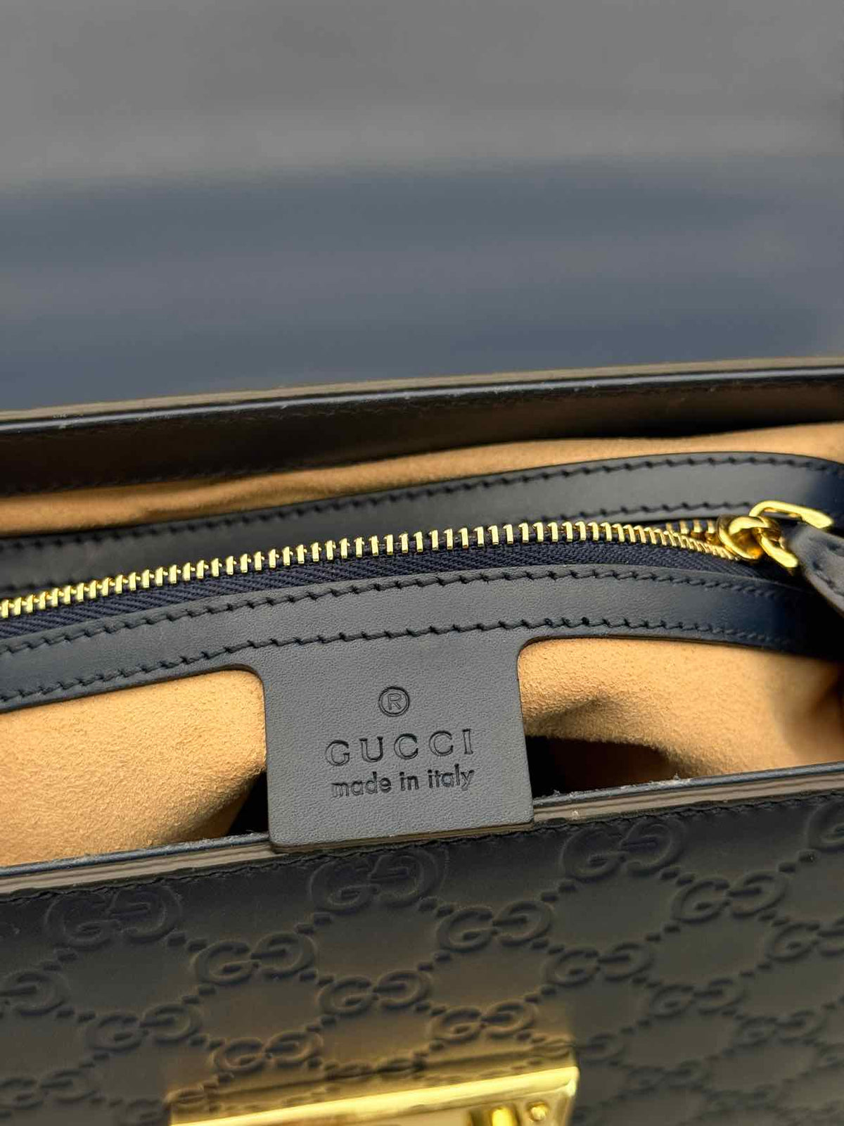 GUCCI Padlock Blue Guccissima Top Handle