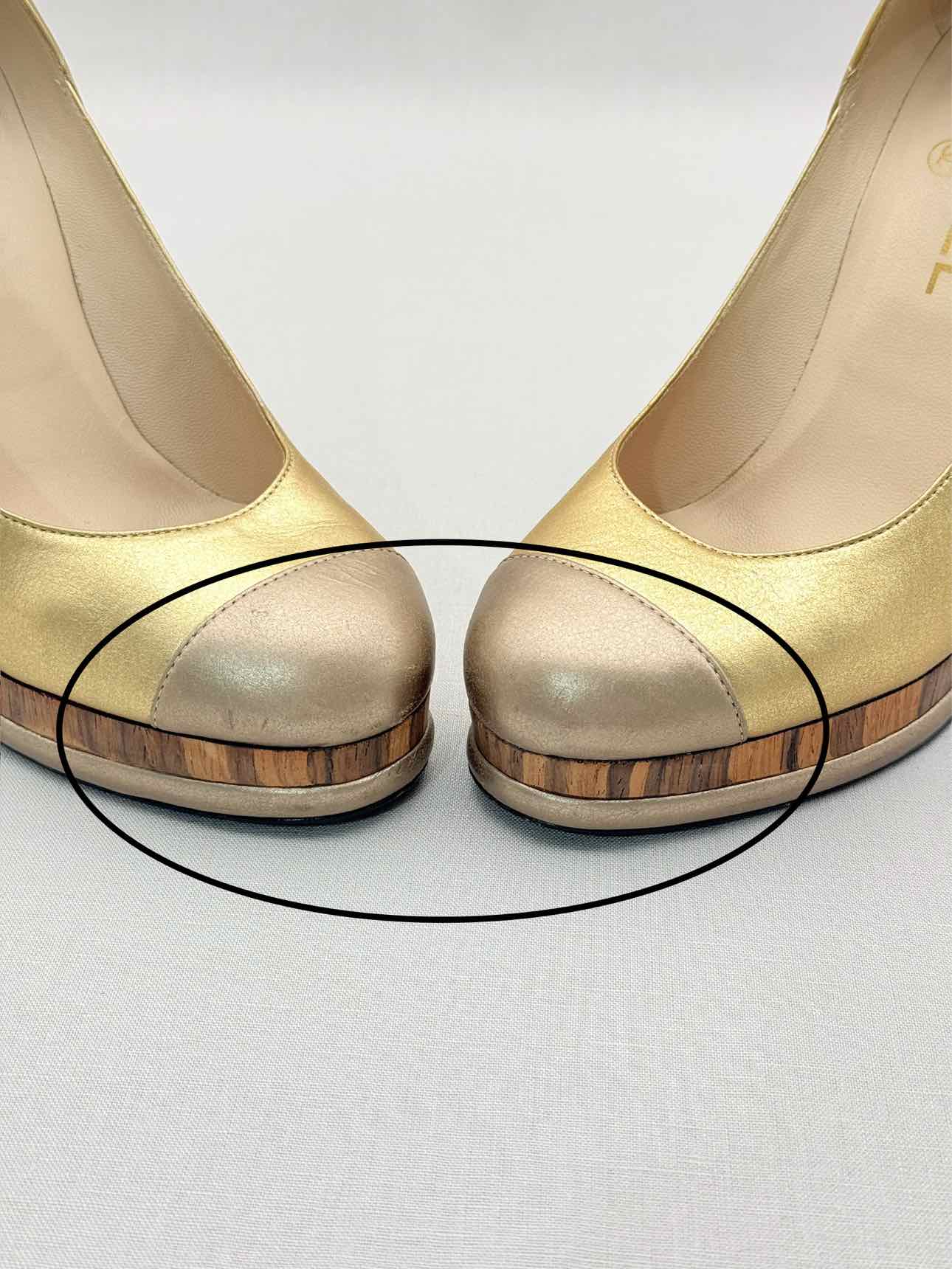 CHANEL Vintage Metallic Gold w/ Bronze Size EU 38 Pumps