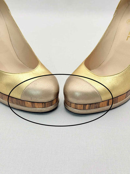 CHANEL Vintage Metallic Gold w/ Bronze Size EU 38 Pumps