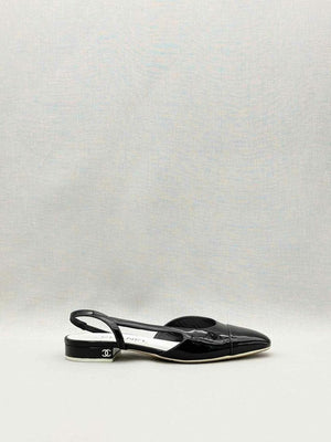 CHANEL Black Cap Toe Size EU 35.5 Flats