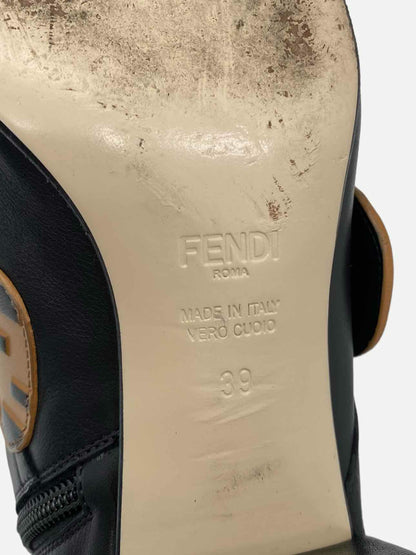 FENDI Lace Up Black FF Motif Size EU 39 Ankle Boots