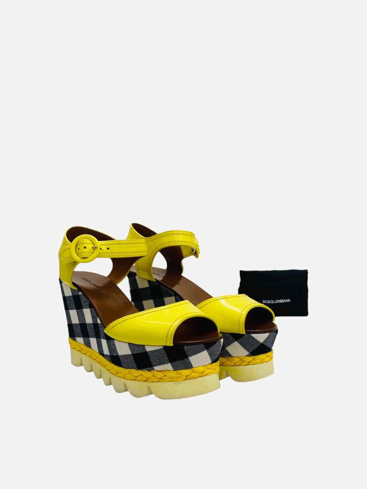 DOLCE & GABBANA Ankle Strap Yellow Wedges