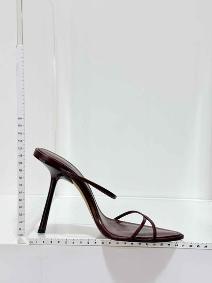 MANGO Burgundy Strappy Size EU 38 Heeled Sandals