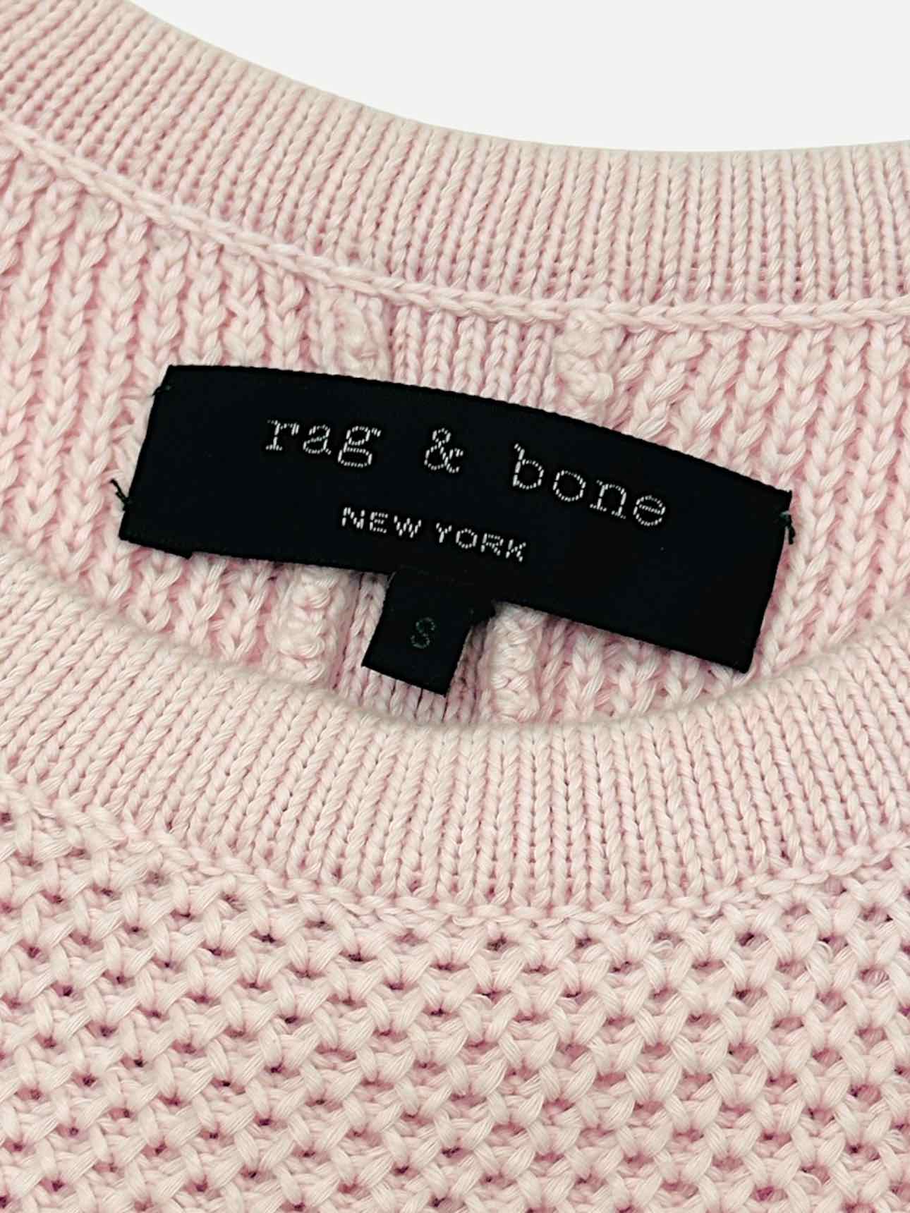 RAG & BONE Light Pink Crochet Size Small Jumper