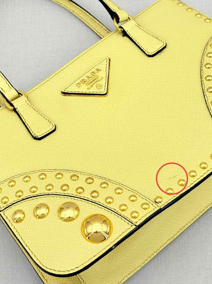 PRADA Double Zip Yellow Tote Bag
