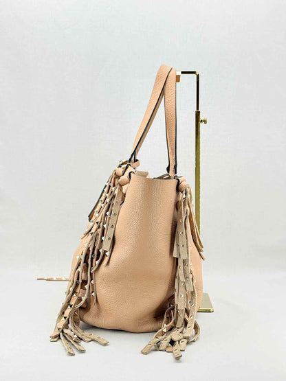 VALENTINO GARAVANI Rockstud Nude Fringed Tote Bag