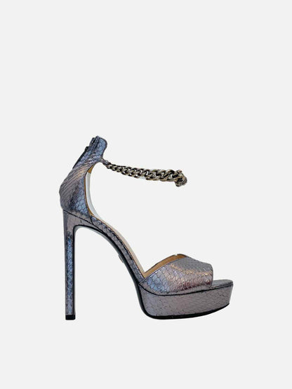 ROBERTO CAVALLI Metallic Grey Size EU 37 Heeled Sandals