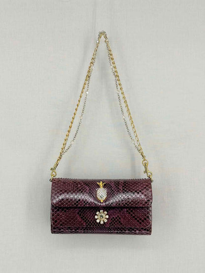 DOLCE & GABBANA Crystal Embellished Plum Shoulder Bag