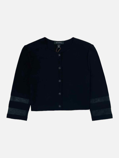 ST. JOHN Cropped Black Size Medium Cardigan