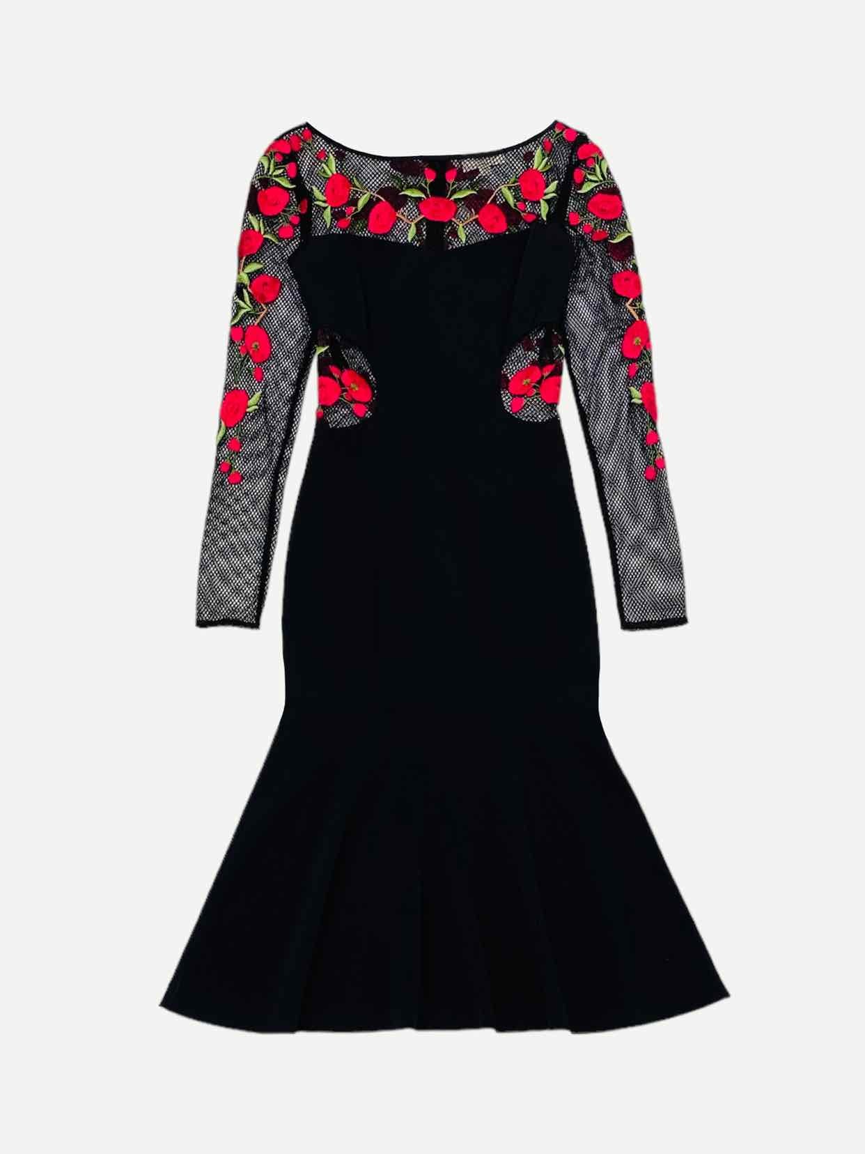 TEMPERLEY LONDON Sheath Black Multicolor Midi Dress US2