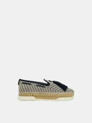 TOD'S Espadrille Black & Cream Size EU 36.5 Flats
