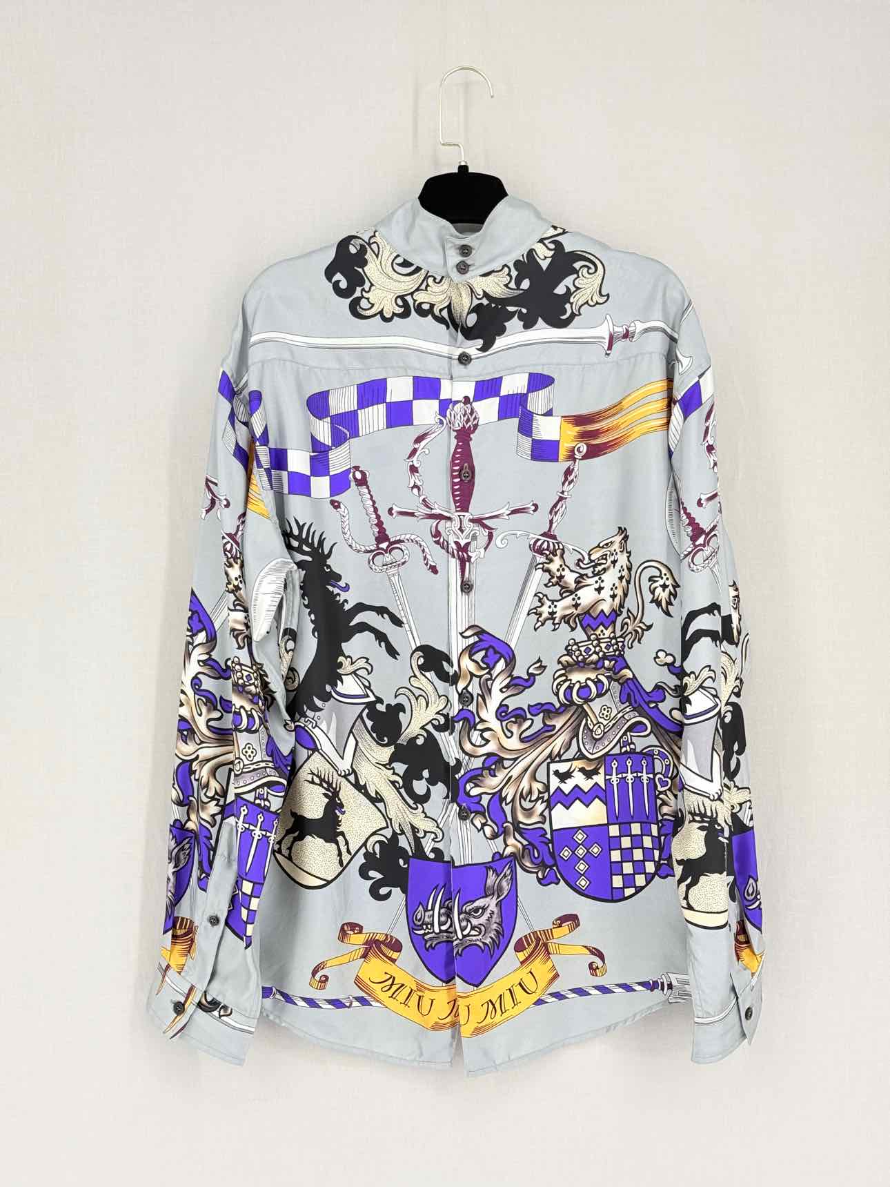 MIU MIU Grey Multicolor Sword Print Size US 2 Shirt