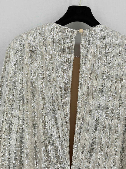 RETROFETE Flynn Silver Sequin Size Medium Short Dress