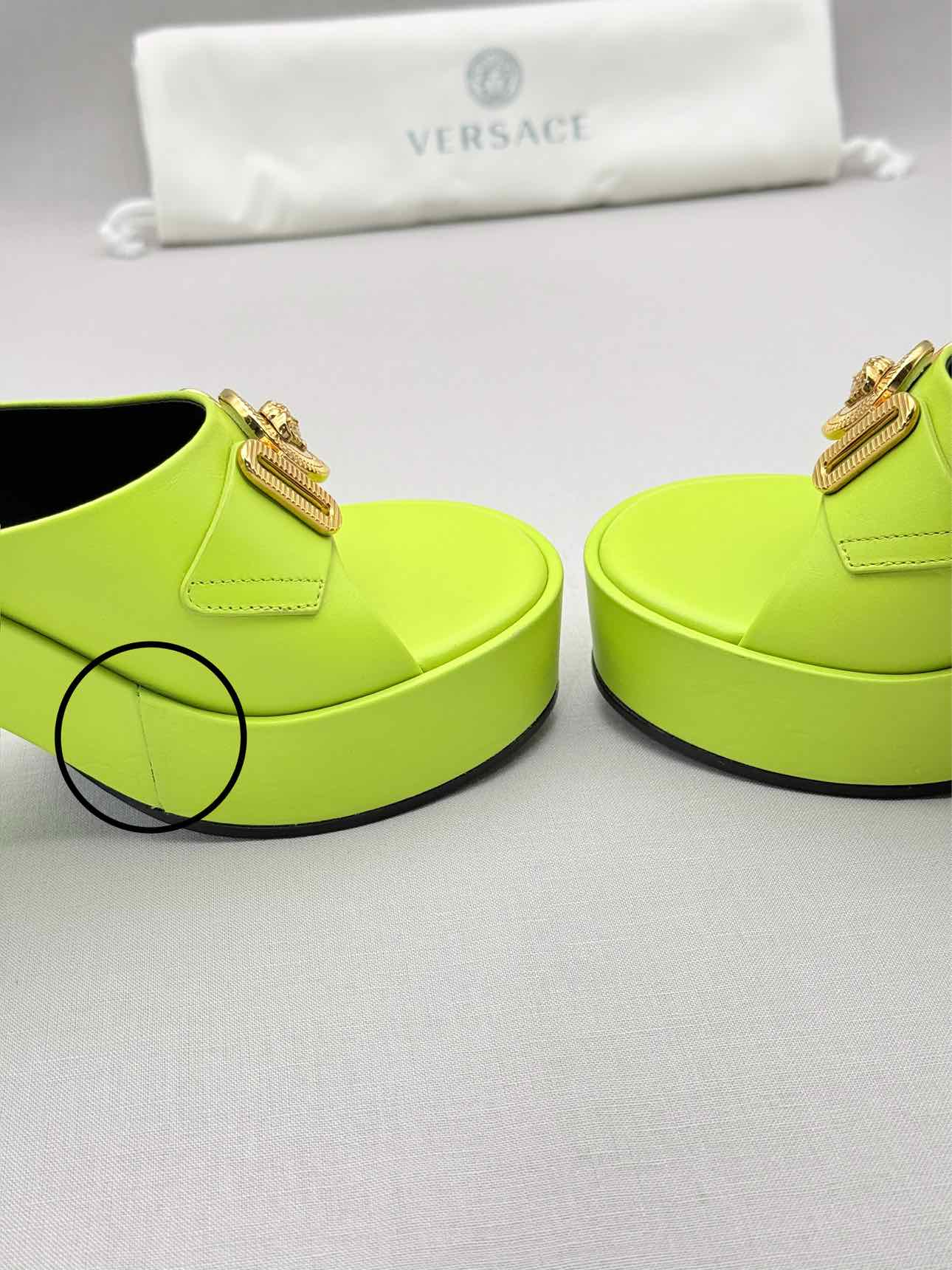 VERSACE Medusa Biggie Neon Green Size EU 38 Mules