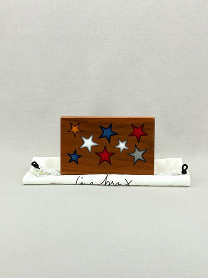 LINA BRAX Brown Multicolor Star Clutch
