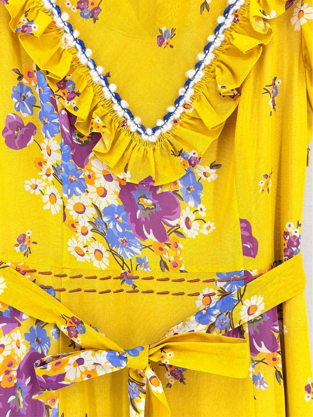 COACH Yellow Multicolor Size US 00 Midi Dress