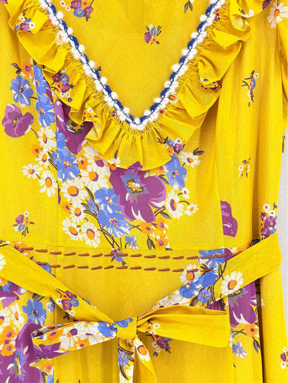 COACH Yellow Multicolor Size US 00 Midi Dress