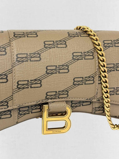 BALENCIAGA Wallet on Chain Brown Monogram Crossbody