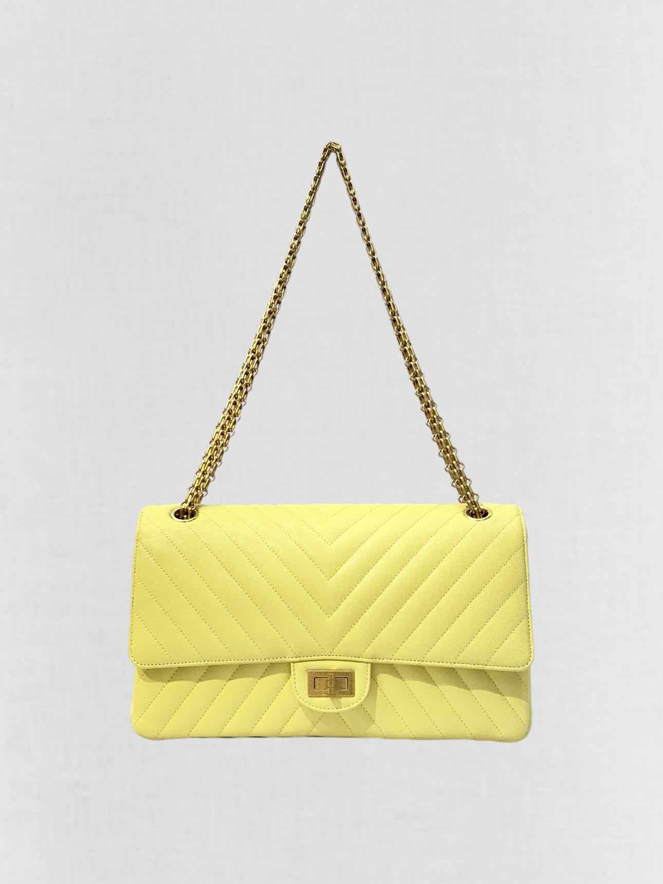 CHANEL 2.55 Reissue Yellow Chevron Shoulder Bag
