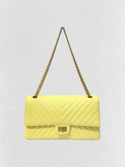 CHANEL 2.55 Reissue Yellow Chevron Shoulder Bag