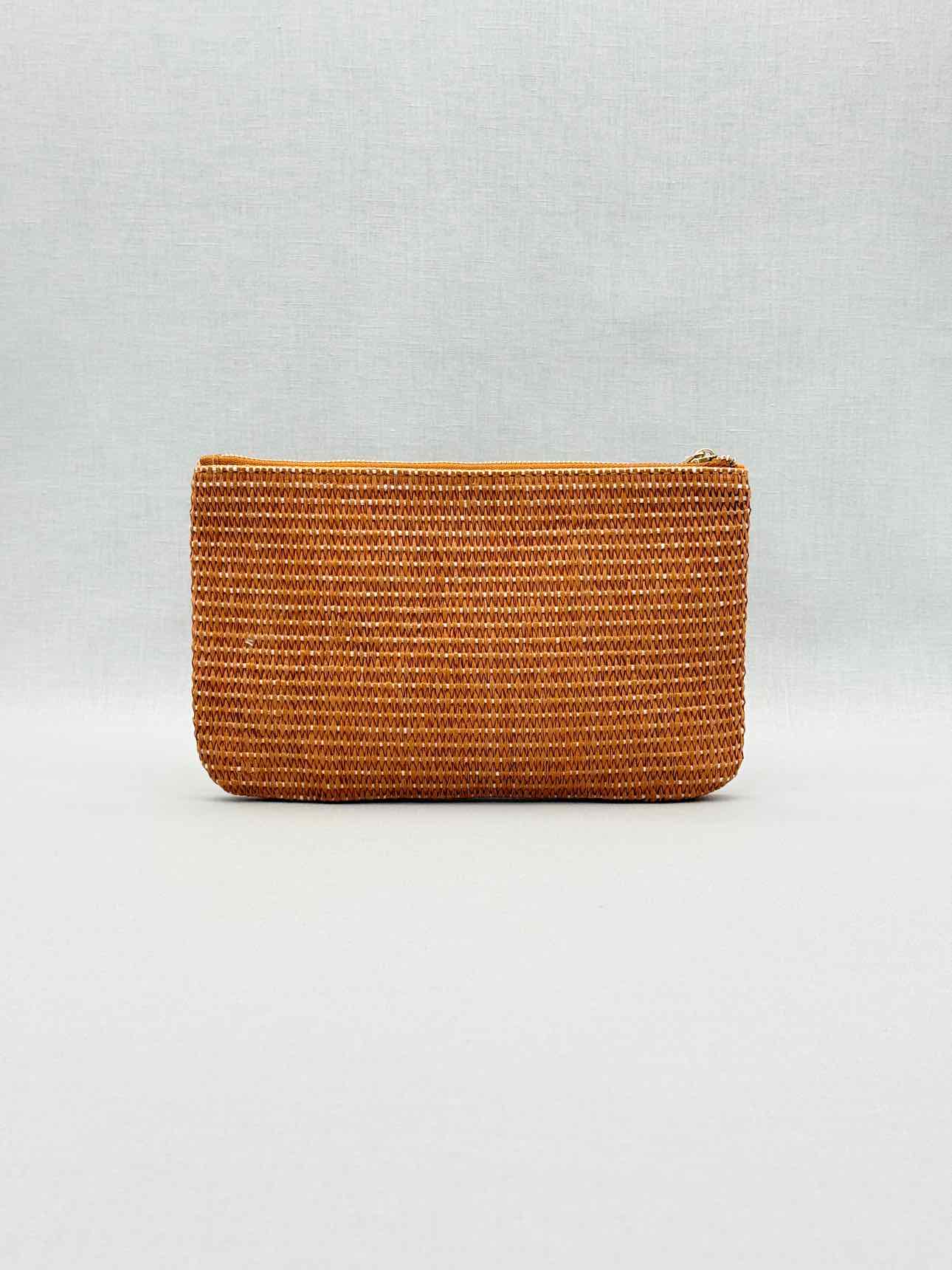 MARC JACOBS Brown Floral Embroidered Pouch