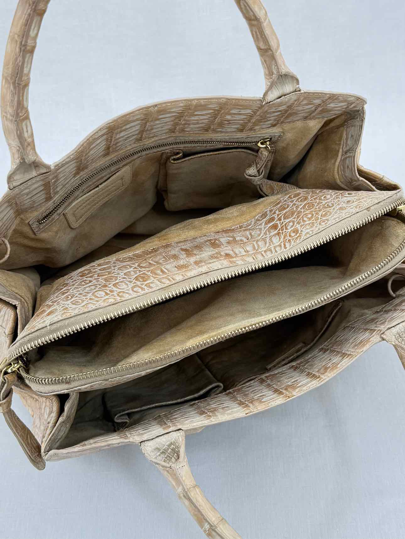 NANCY GONZALEZ Frame Beige Top Handle