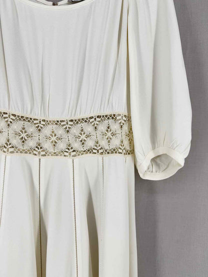 CHRISTIAN DIOR Cream Lace Detail Size US 6 Short Dress