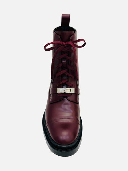 HERMES Funk Bordeaux Ankle Boots 36.5