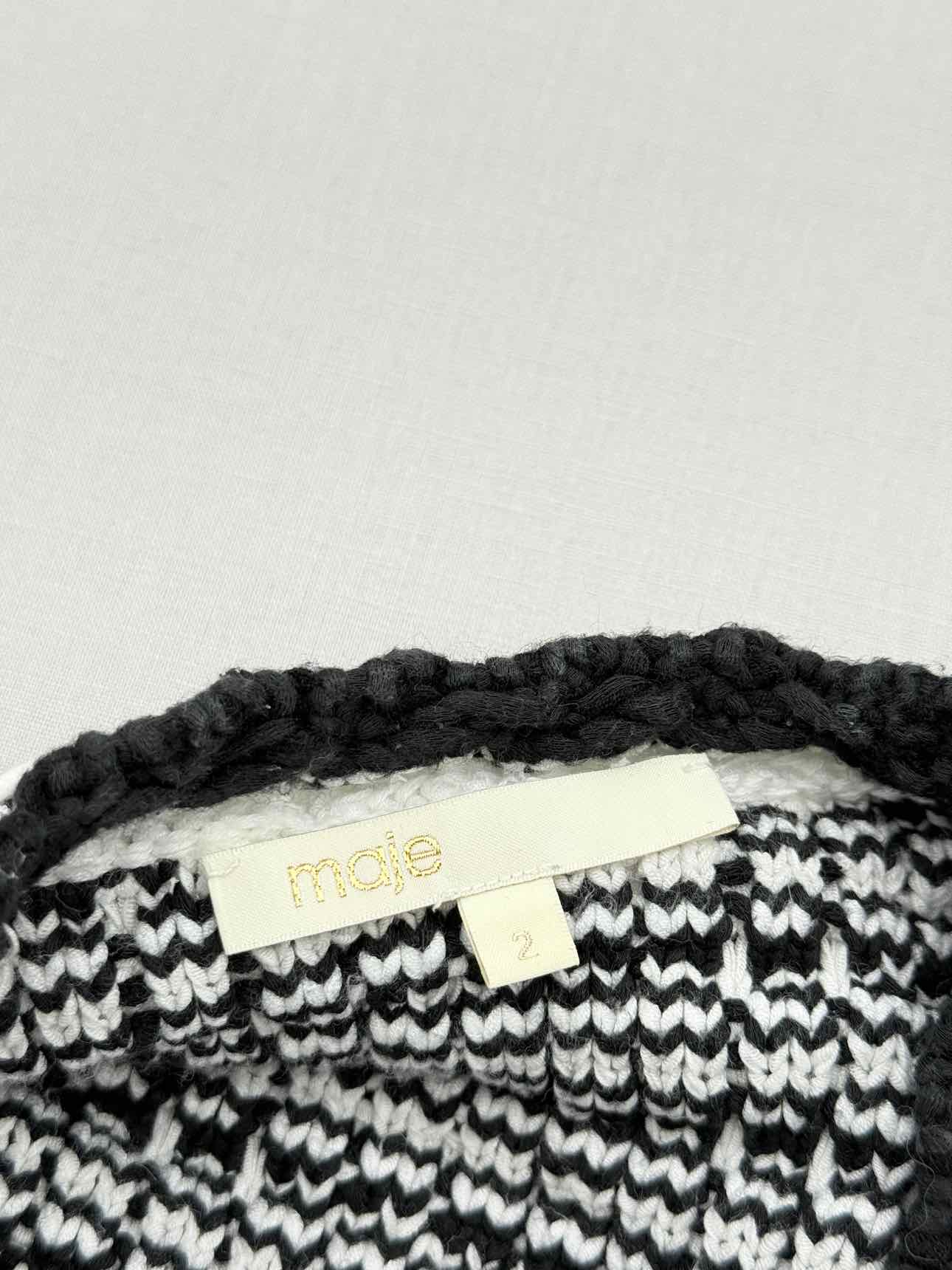 MAJE Black & White Crochet Size US 2 Cardigan
