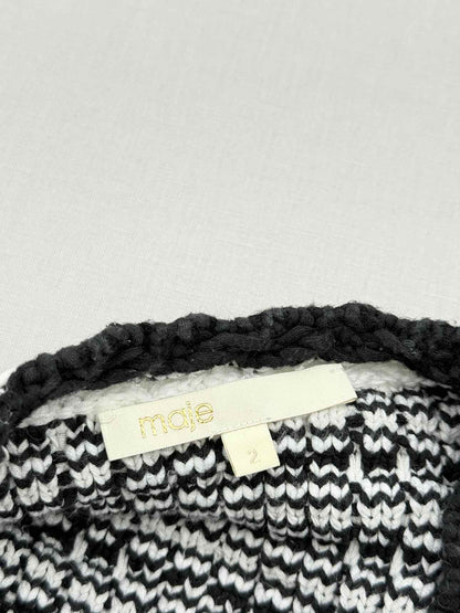 MAJE Black & White Crochet Size US 2 Cardigan