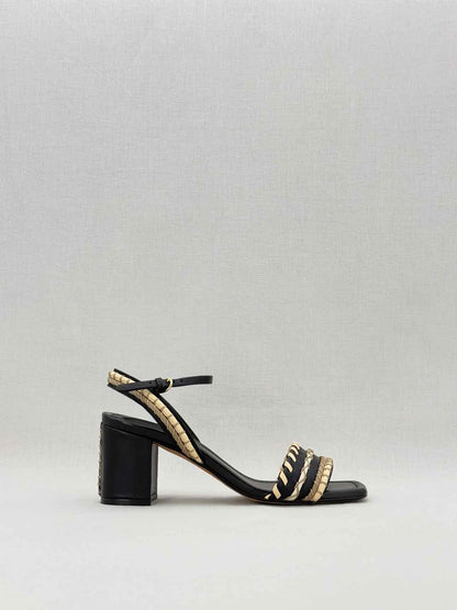 ULLA JOHNSON Black & Beige Size EU 39 Heeled Sandals