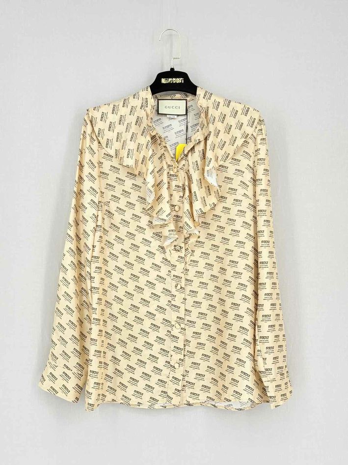 GUCCI Gold w/ Black Invite Stamp Print Size US 6 Shirt
