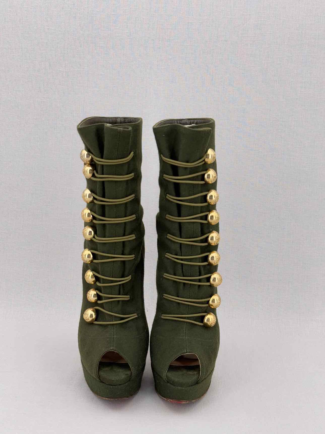 CHRISTIAN LOUBOUTIN Alta Bouton Khaki Size EU 39 Boots