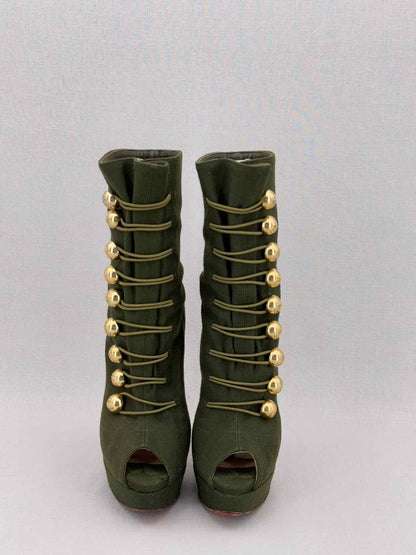 CHRISTIAN LOUBOUTIN Alta Bouton Khaki Size EU 39 Boots