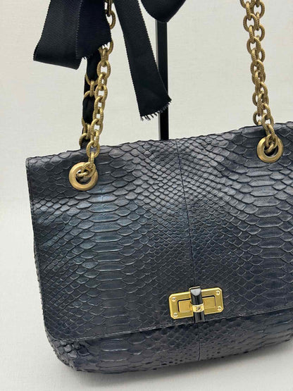 LANVIN Bow Navy Shoulder Bag