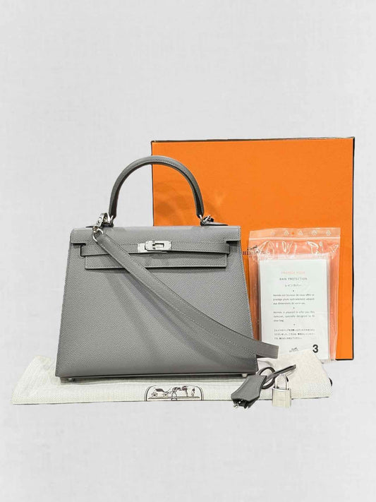 HERMES Kelly Sellier Gris Meyer Top Handle