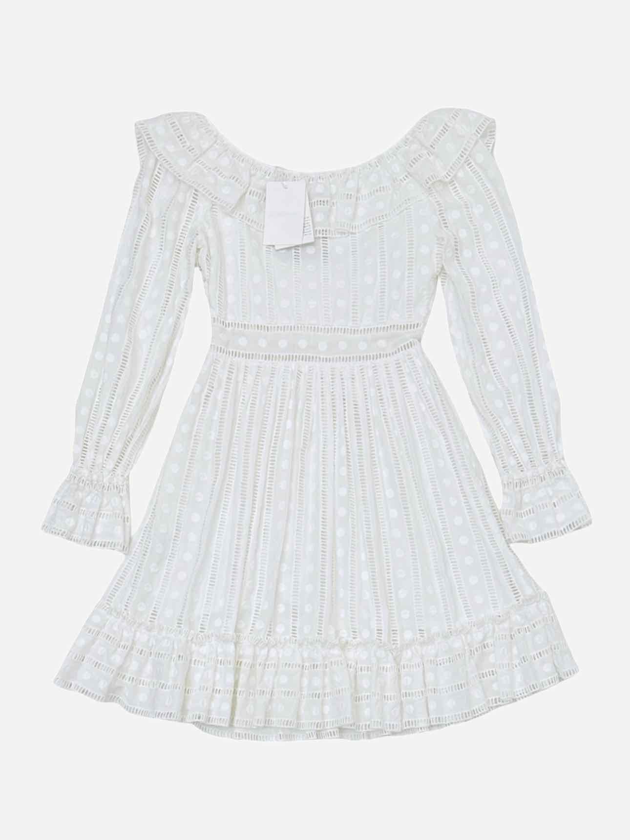 ZIMMERMANN Melody Ladder White Mini Dress XSmall