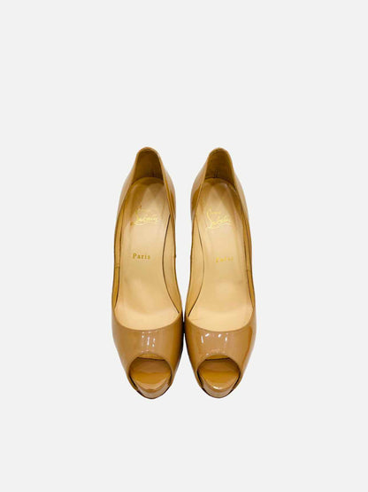 CHRISTIAN LOUBOUTIN Peep Toe Beige Pumps