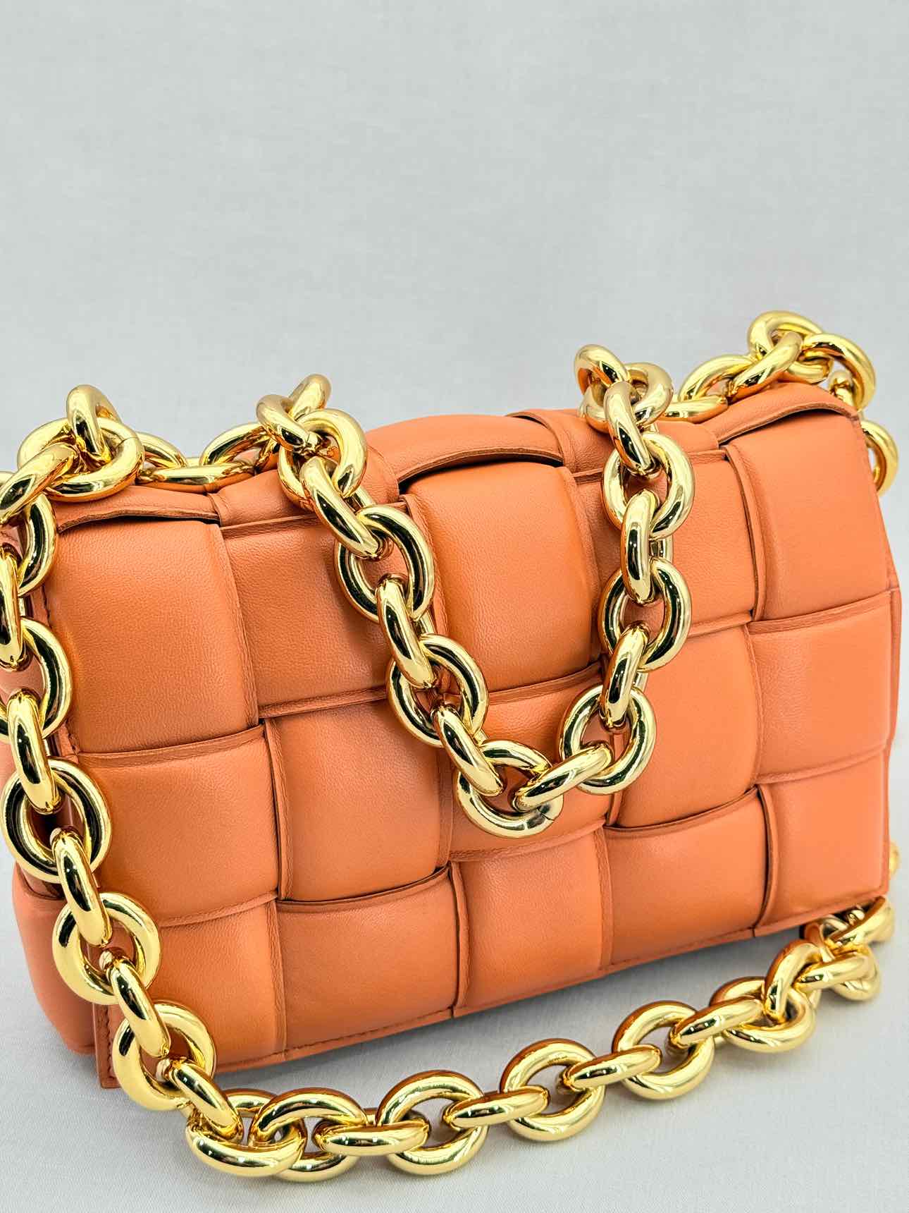 BOTTEGA VENETA Padded Chain Cassette Orange Crossbody