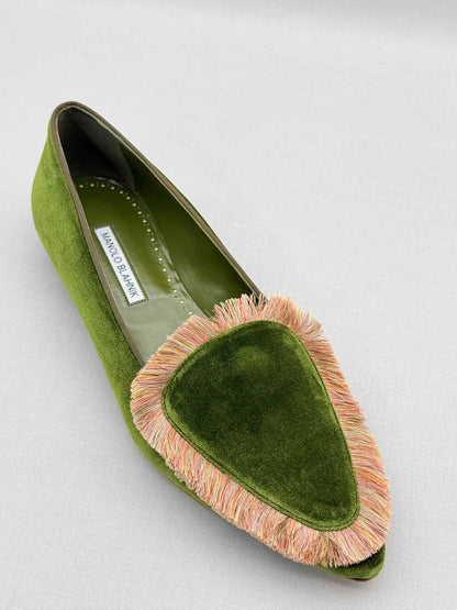MANOLO BLAHNIK Green Size EU 41.5 Loafers