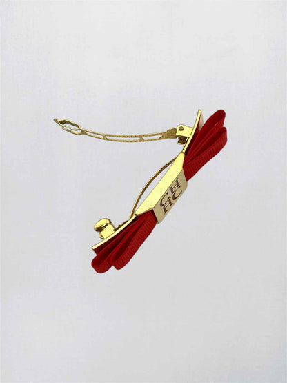 CAROLINA HERRERA Red Logo Plaque Hair Clip