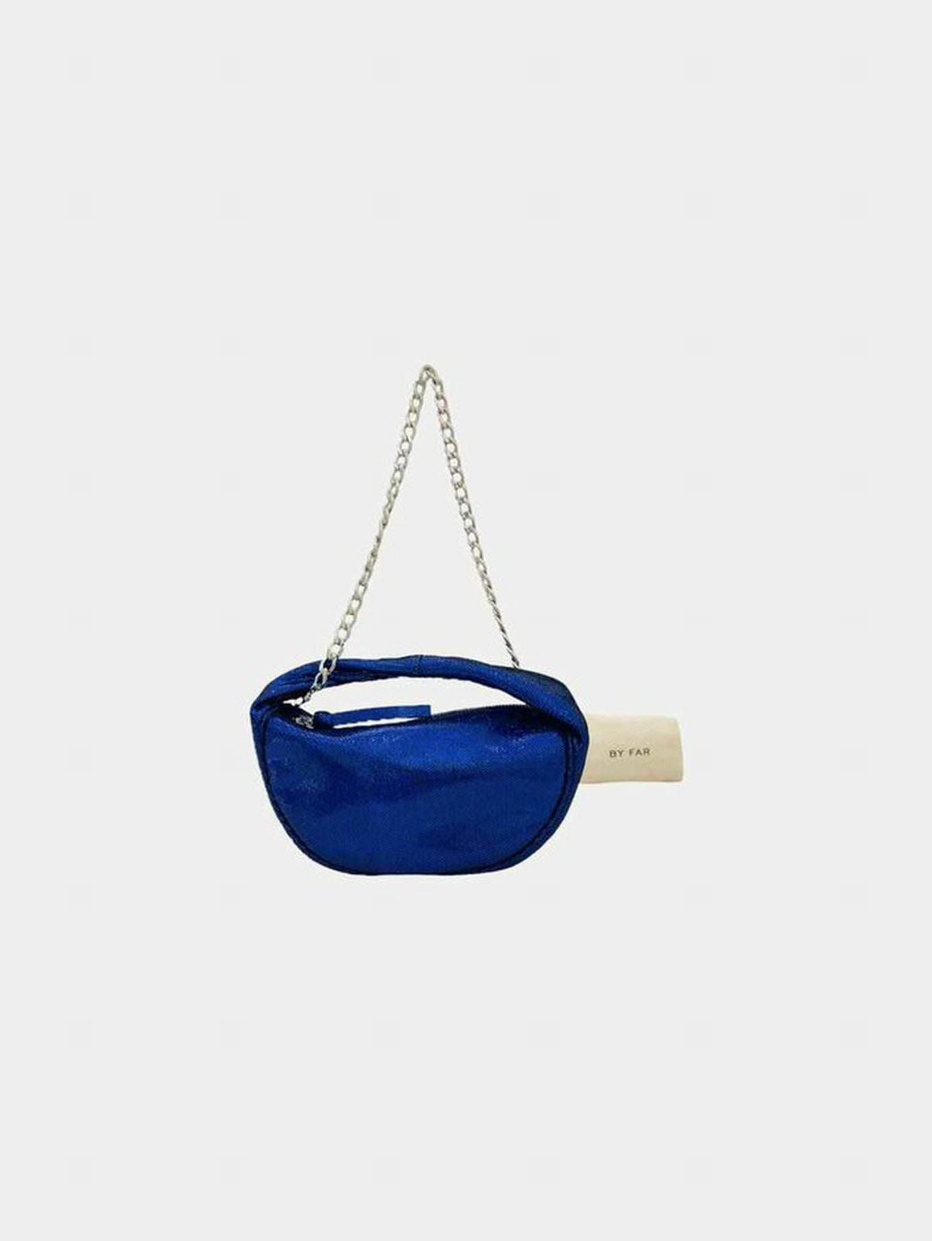 BY FAR Baby Cush Royal Blue Foil Print Shoulder Bag