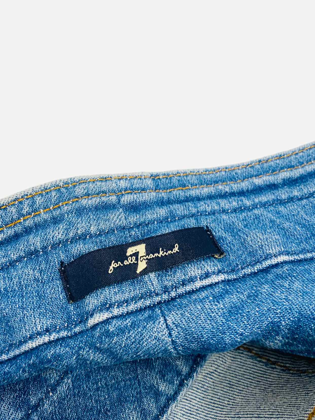 7 FOR ALL MANKIND Blue Size 31 Knee Length Skirt