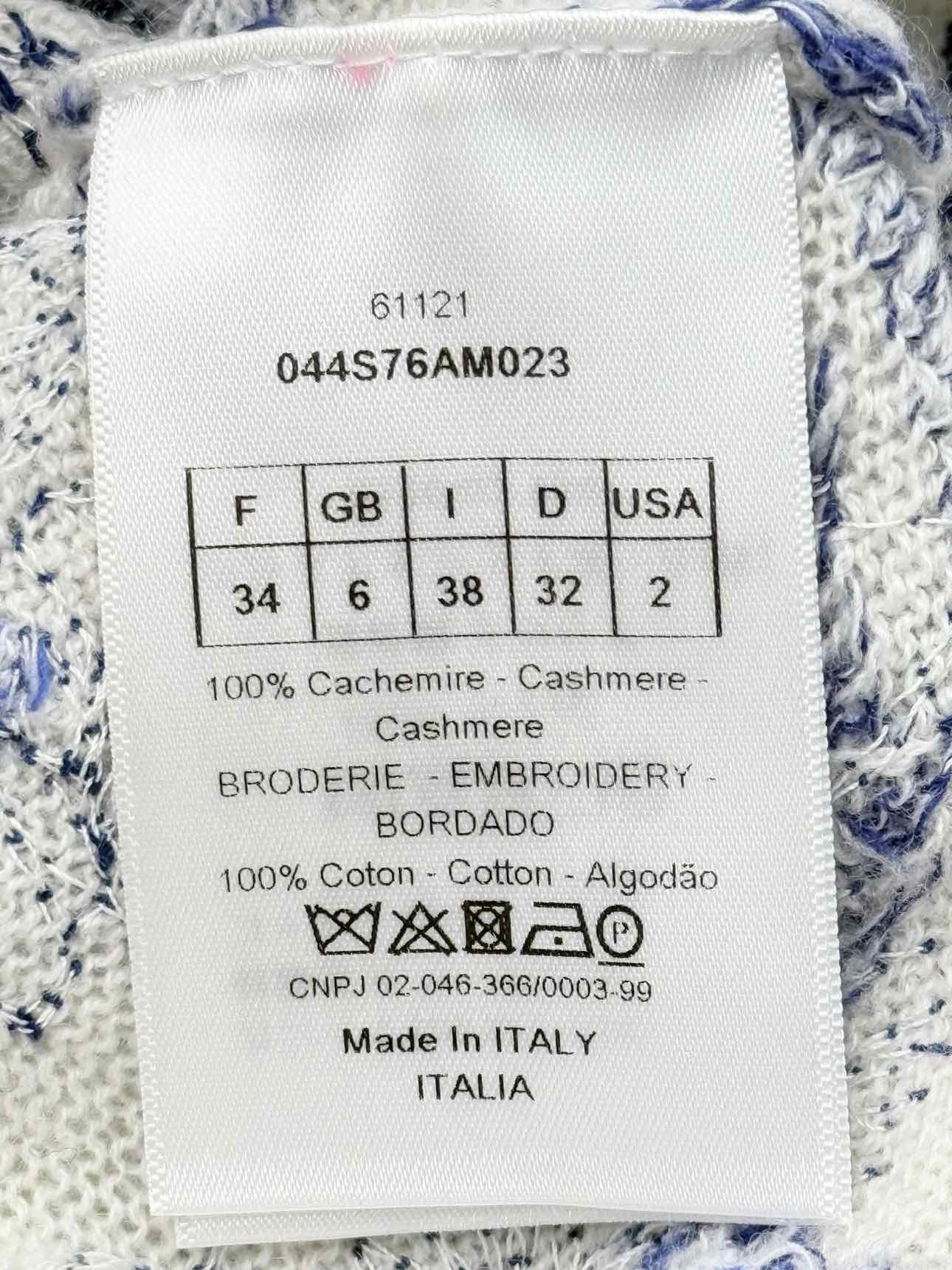 CHRISTIAN DIOR Blue & White Size US 2 Sweater
