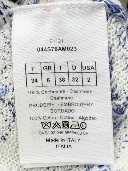 CHRISTIAN DIOR Blue & White Size US 2 Sweater