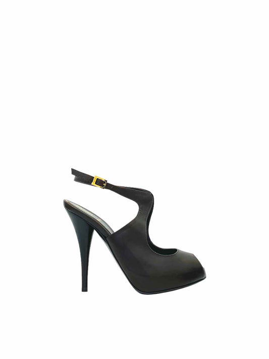 FENDI Peep Toe Dark Brown Slingbacks