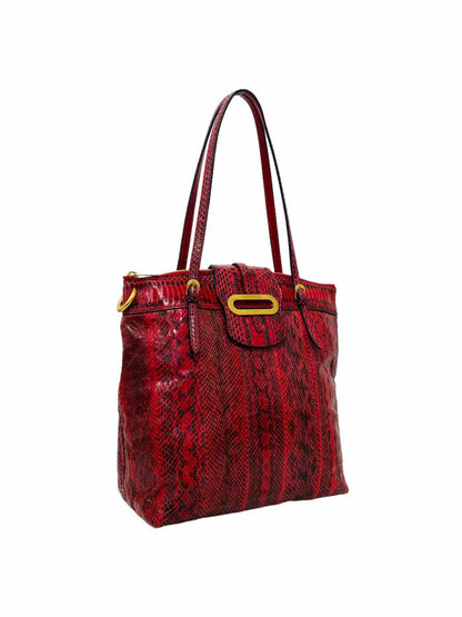 JIMMY CHOO Snakeskin Red & Black Shoulder Bag