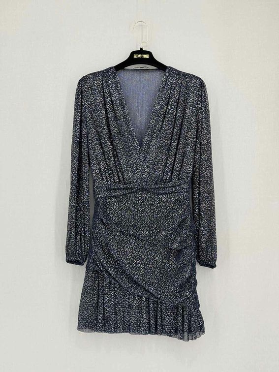 MAJE Navy Blue & Silver Size US 6 Short Dress